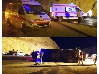 واژگونی اتوبوس در ایلام حادثه افرید