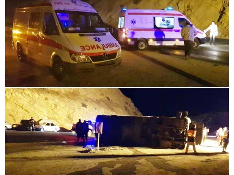 واژگونی اتوبوس در ایلام حادثه افرید