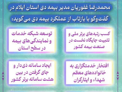 اینفوگرافی/محمدرضا غفوریان مدیر بیمه دی استان ایلام در گفت‌وگو با بازتاب از عملکرد بیمه دی می‌گوید