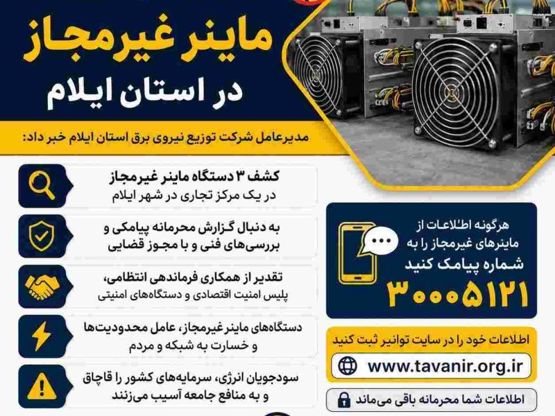 کشف سه دستگاه ماینر غیرمجاز در ایلام