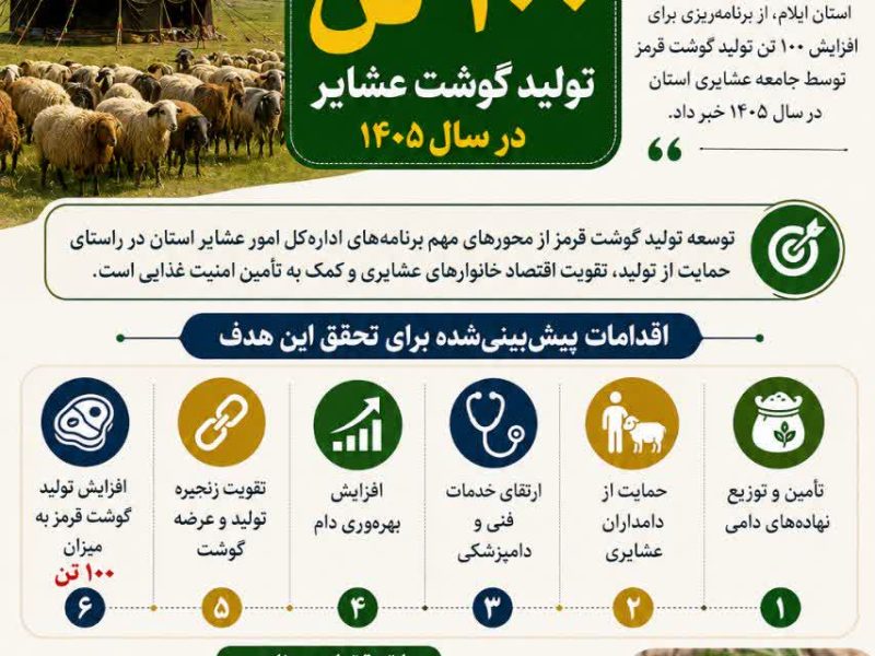 تولید گوشت عشایر ایلام ۱۰۰ تن افزایش می‌یابد